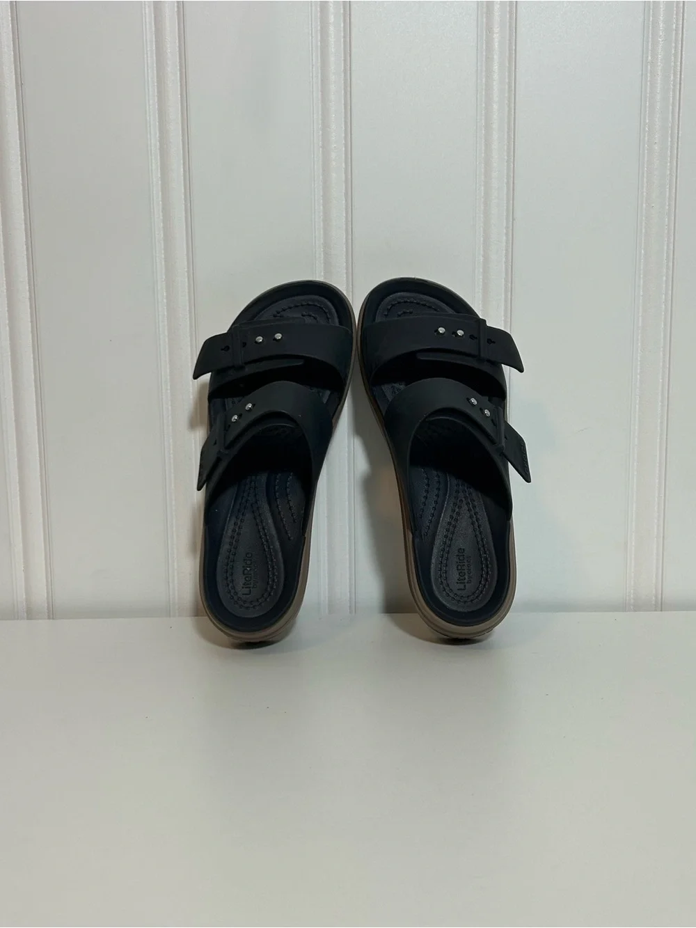 Crocs Brooklyn Women’s Black Platform Slide Sandals brown